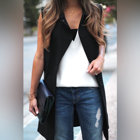 Ann Taylor Jackets & Blazers - Ann Taylor Black Knit Vest | Leather Trim | NWT Size Small | Luxe Layering